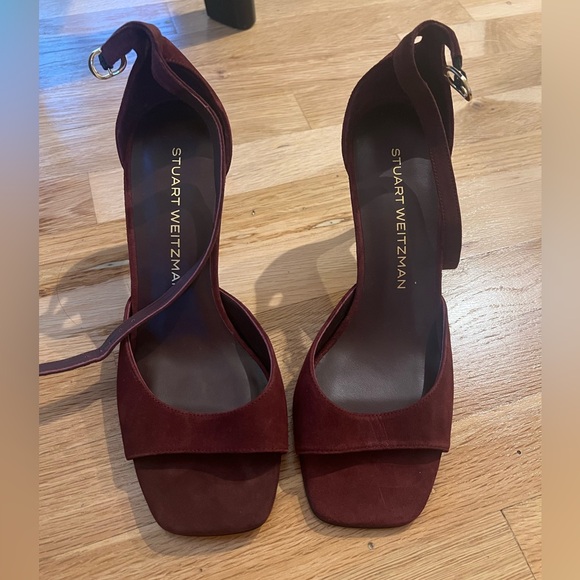 Stuart Weitzman Nudista 75mm Burgundy Suede Heels - Picture 1 of 6